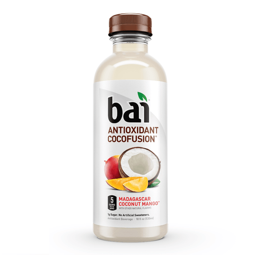 Bai Coconut Flavored Water, Madagascar Coconut Mango, Antioxidant Infused Drinks, 18 fl oz (Pack of 12) - Oasis Snacks