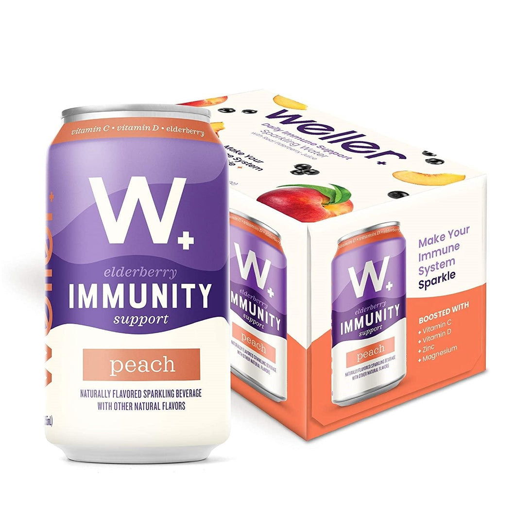 Weller Elderberry Immunity Support Sparkling Water, Peach, 12oz (Pack of 12) - Oasis Snacks