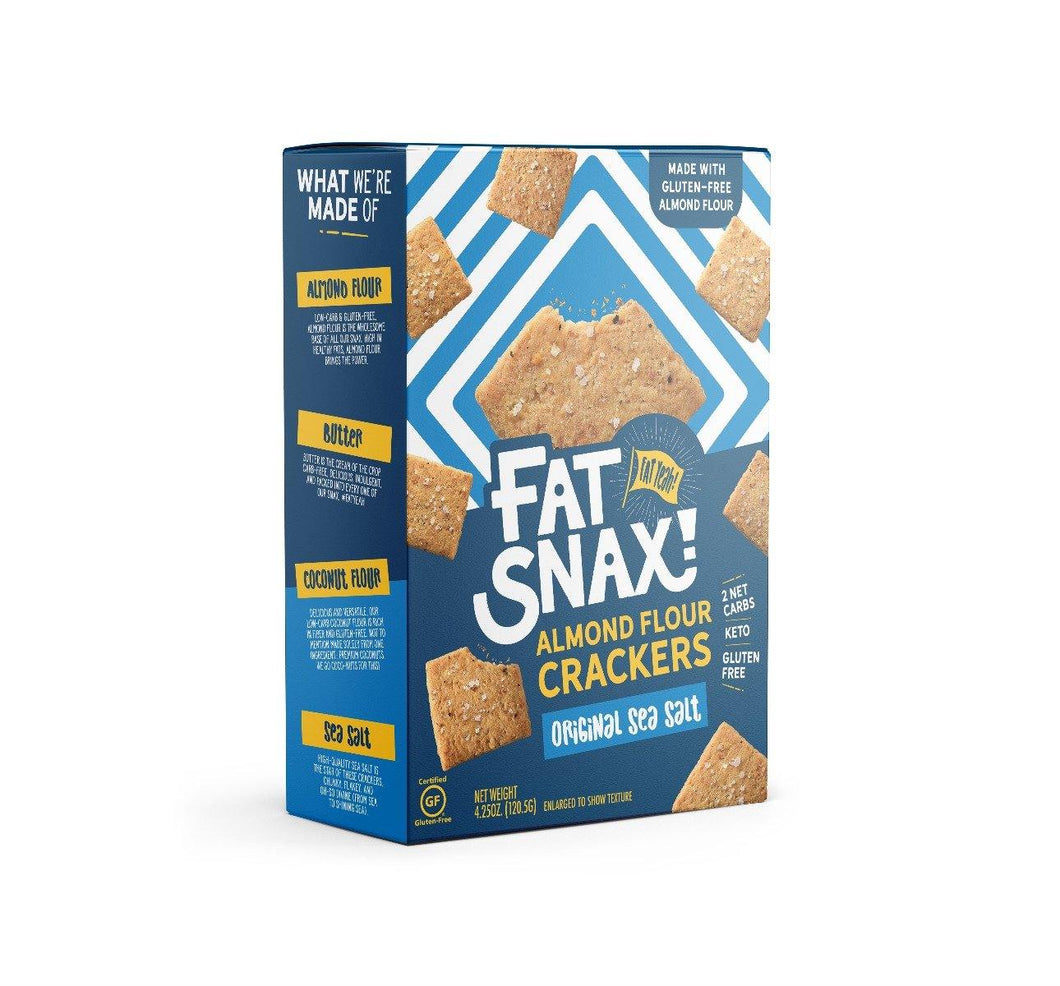 Fat Snax Almond Flour Crackers, Sea Salt, 4.25oz (Pack of 6) - Oasis Snacks