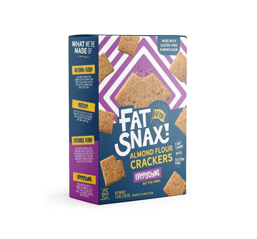 Fat Snax Almond Flour Crackers, Everything, 4.25oz (Pack of 6) - Oasis Snacks