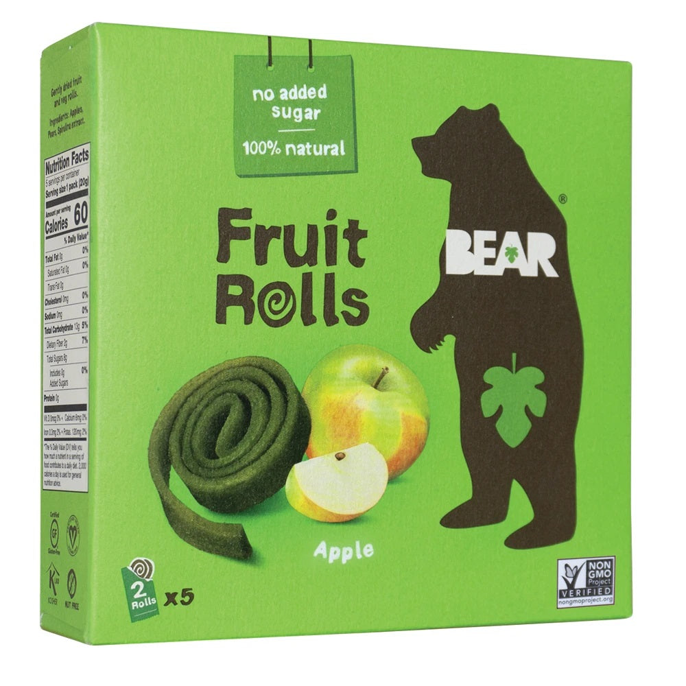 BEAR Real Fruit Snack Rolls, Apple, 3.5oz (Pack of 6)