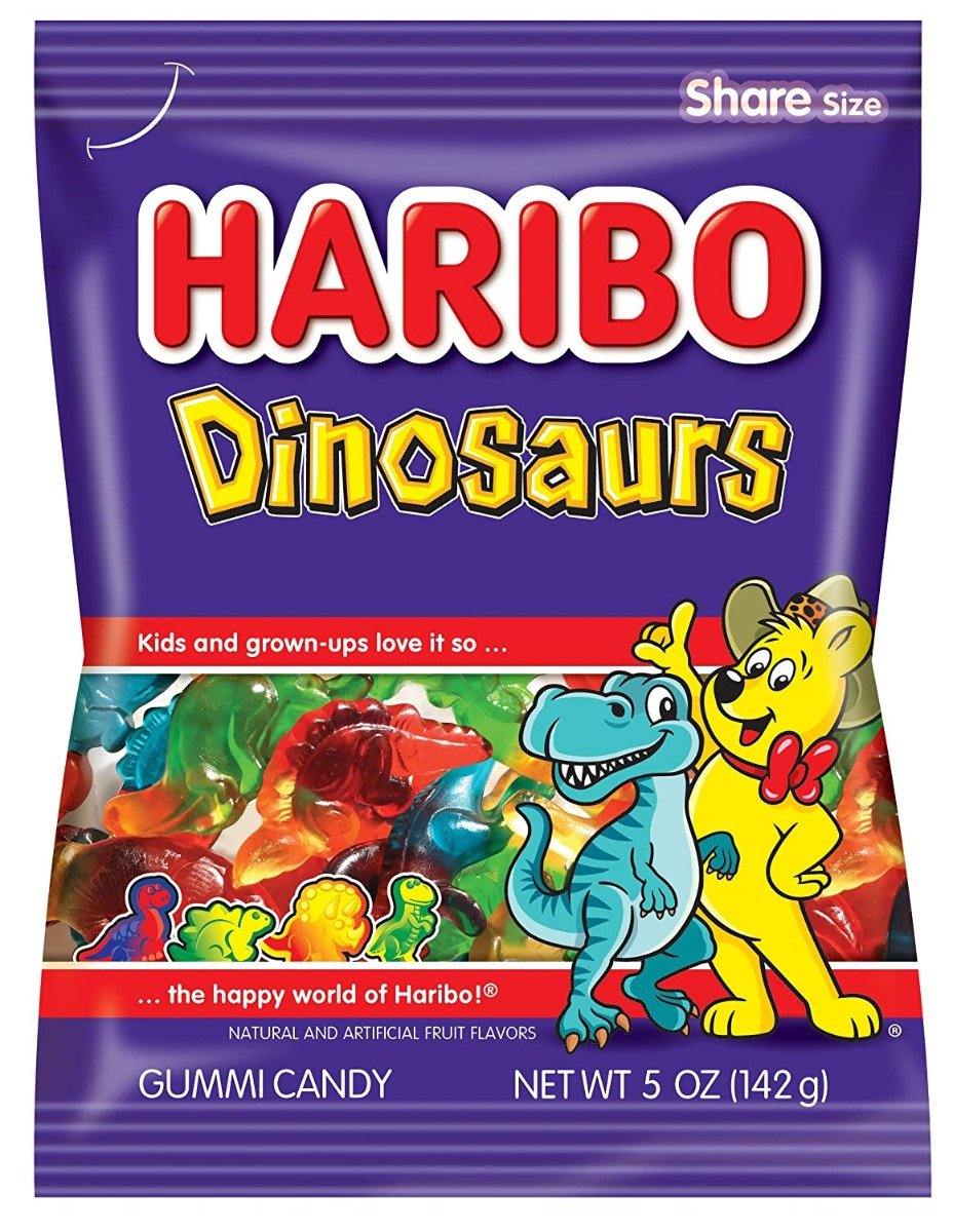 Haribo Gummi Candy, Dinosaurs, 5oz Bags (Pack of 12) - Oasis Snacks