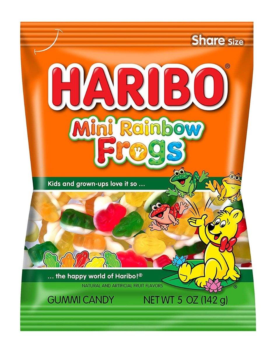 Haribo Gummi Candy, Mini Rainbow Frogs, 5oz Bags (Pack of 12) - Oasis Snacks