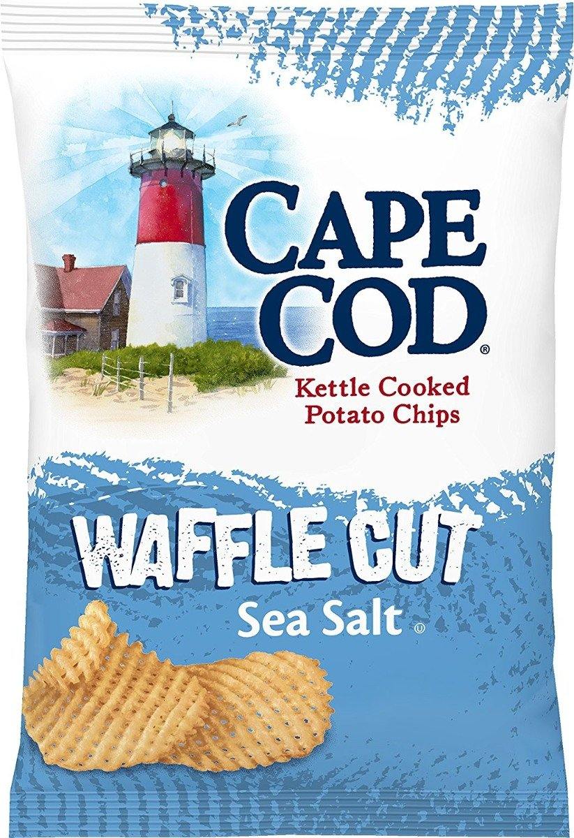 Cape Cod Potato Chips, Waffle Cut Sea Salt, 7 Ounce (Pack of 12) - Oasis Snacks