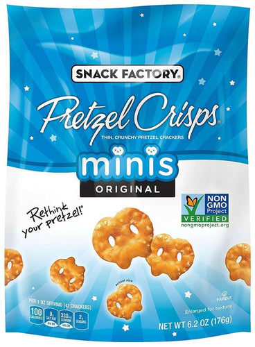 Snack Factory Pretzel Crisps, Original Minis, 6.2 Ounce (Pack of 12) - Oasis Snacks