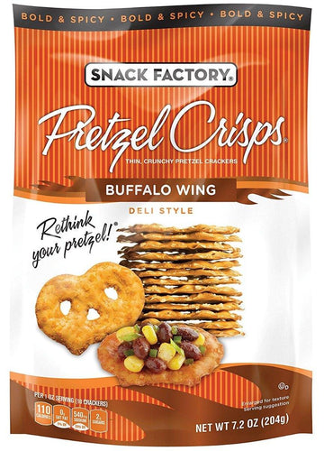 Snack Factory Pretzel Crisps, Buffalo Wing, 7.2 Ounce (Pack of 12) - Oasis Snacks