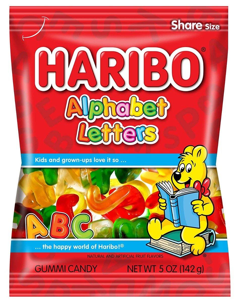 Haribo Gummi Candy, Alphabet Letters, 5oz Bags (Pack of 12) - Oasis Snacks