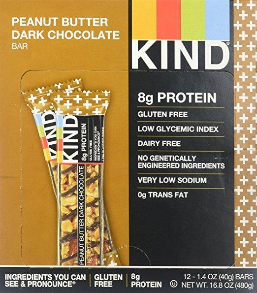 KIND Bars, Peanut Butter Dark Chocolate, Gluten Free, Low Sugar, 1.4oz, 12 Pack - Oasis Snacks