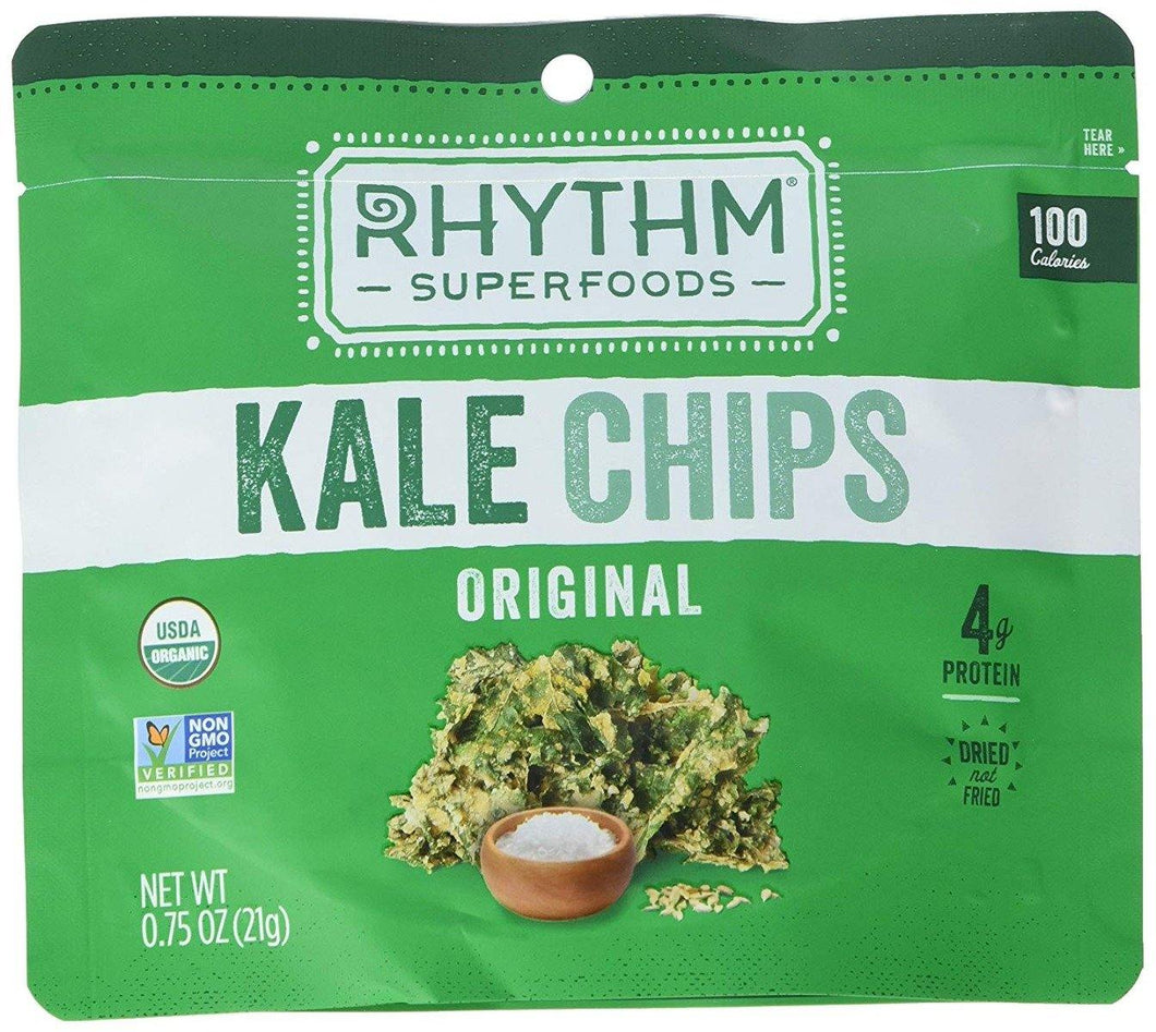 Rhythm Superfoods Kale Chips, Organic and Non-GMO, 0.75 oz, Original (Pack of 8) - Oasis Snacks