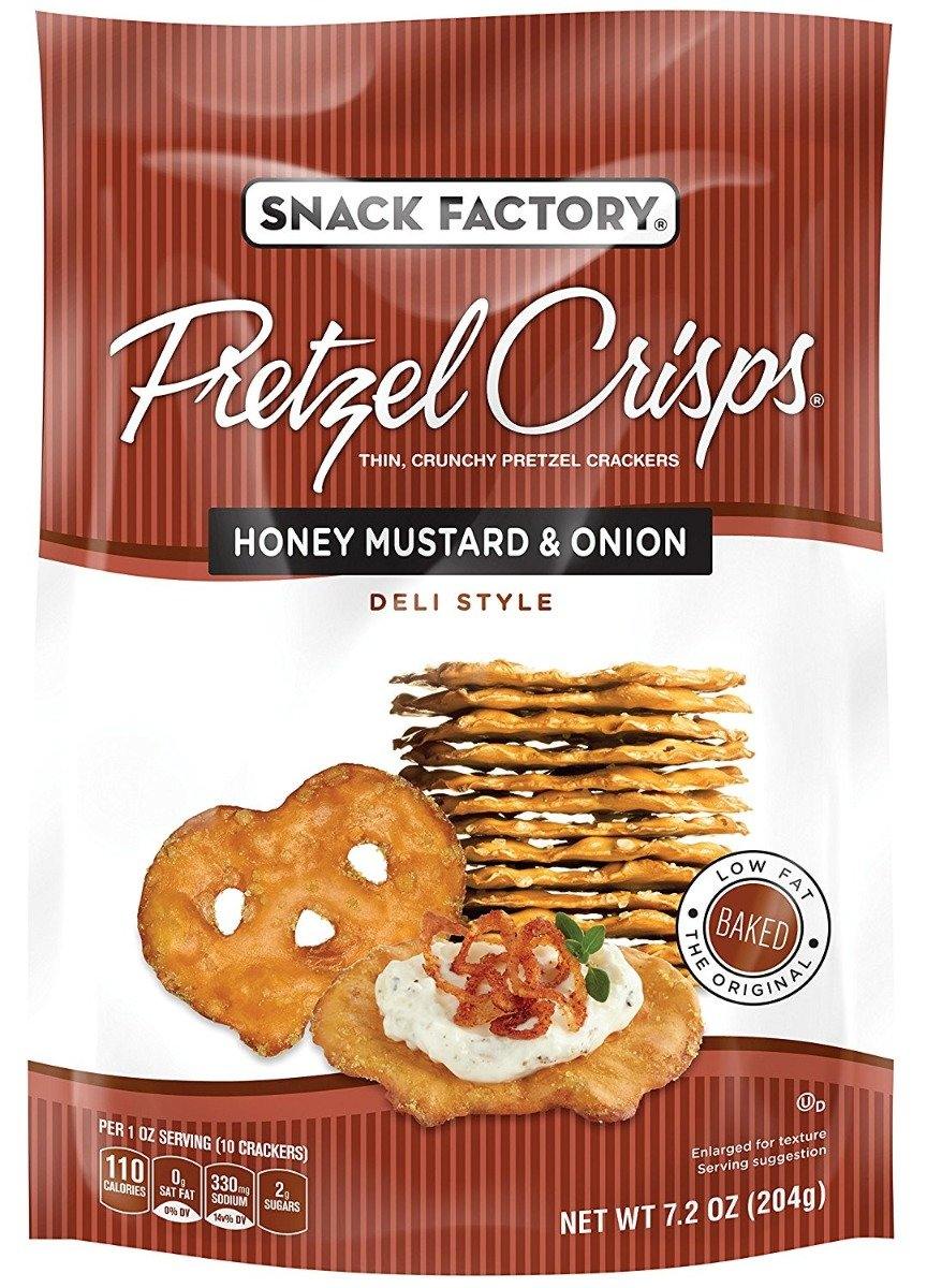 Snack Factory Pretzel Crisps, Honey Mustard & Onion, 7.2 Ounce (Pack of 12) - Oasis Snacks