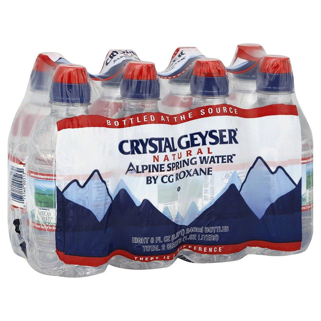 Crystal Geyser Natural Alpine Spring Water, 8 oz (Pack of 32) - Oasis Snacks