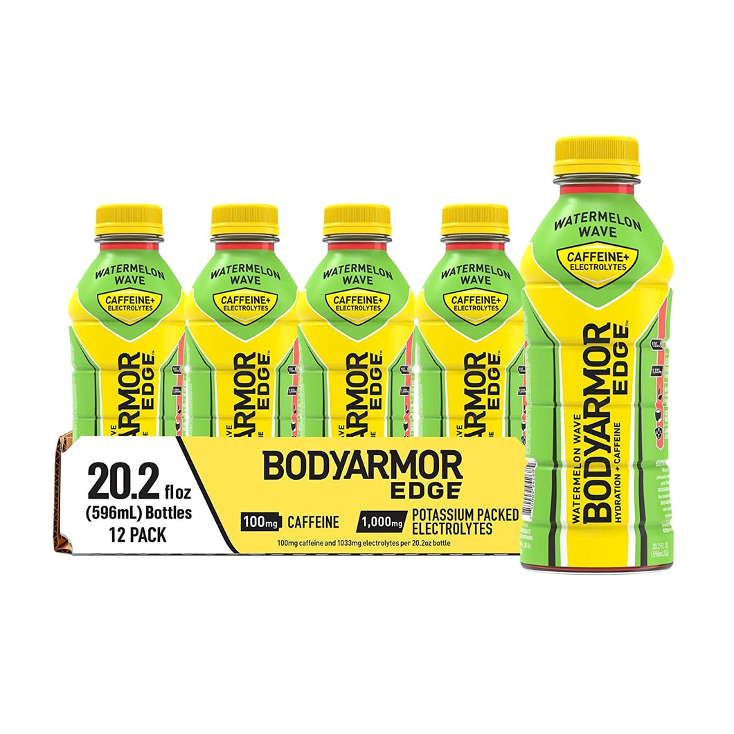 BodyArmor EDGE Hydration Sports Drink with Caffeine + Electrolytes, Watermelon Wave, 20oz (Pack of 12)