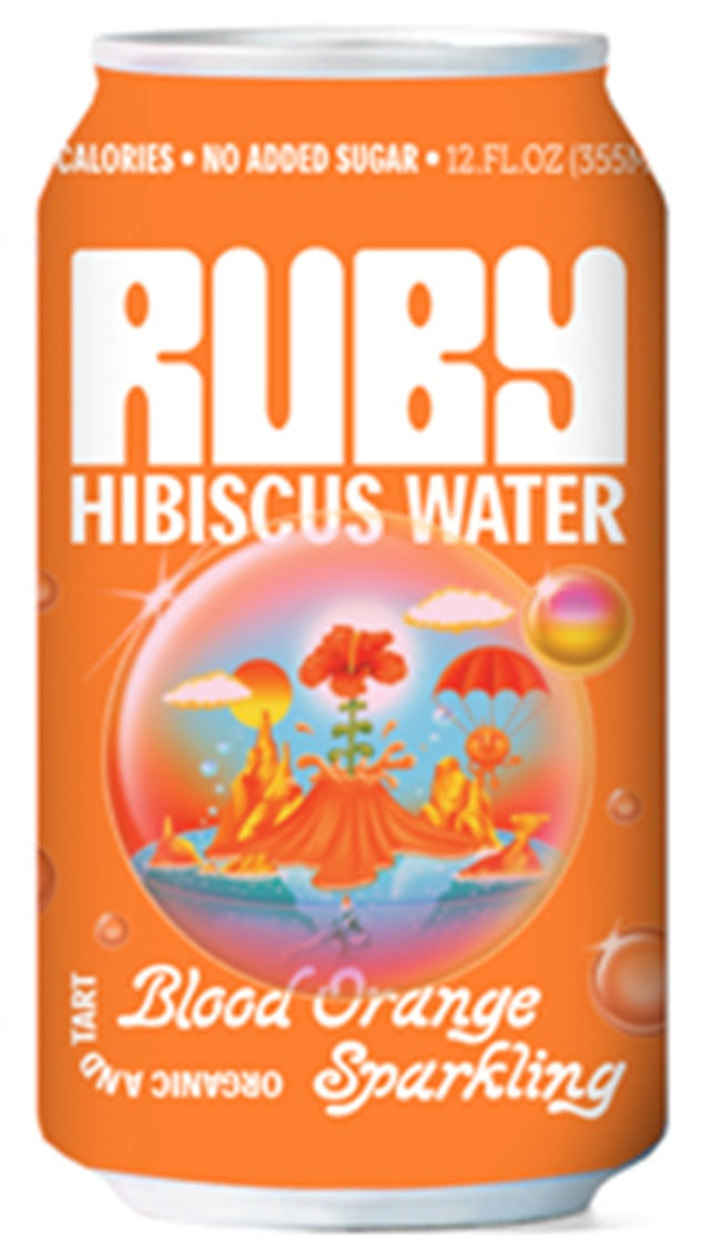 Ruby Hibiscus Sparkling Water, Blood Orange, 12oz (Pack of 12)
