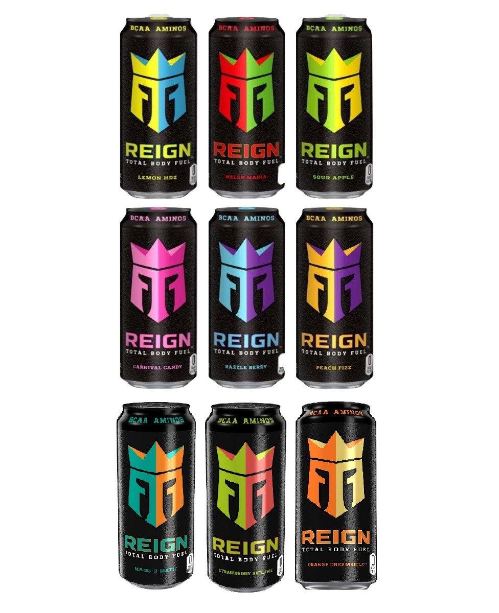 Reign Total Body Fuel, 9 Flavor Variety Pack, Fitness & Performance Drink, 16 Oz (Pack of 10) - Oasis Snacks