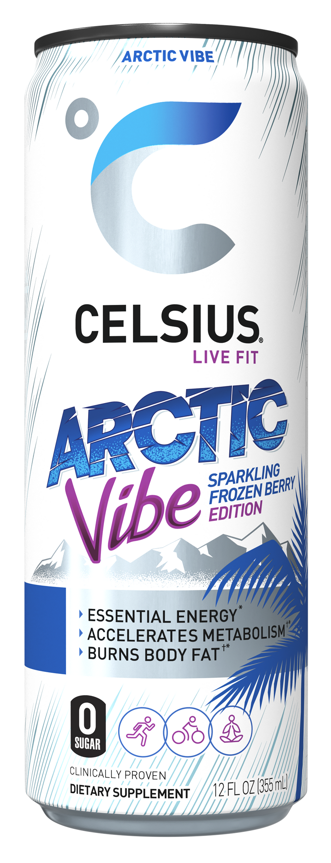 CELSIUS Sparkling Fitness Drink, Frozen Berry Arctic Vibes, 12oz (Pack of 12)
