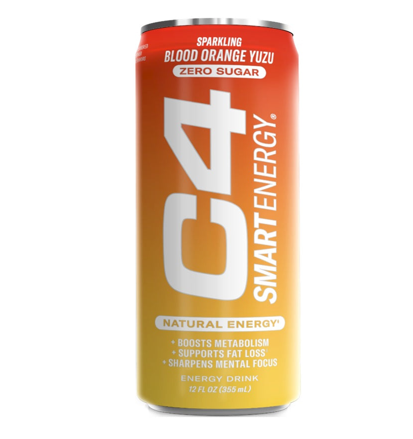 C4 Smart Energy Drink, Blood Orange Yuzu, 12oz (Pack of 12)