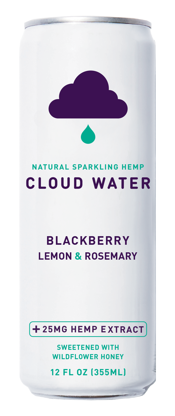 Cloud Water Flavored Sparkling Water, Blackberry & Lemon & Rosemary, 12oz (Pack of 12)