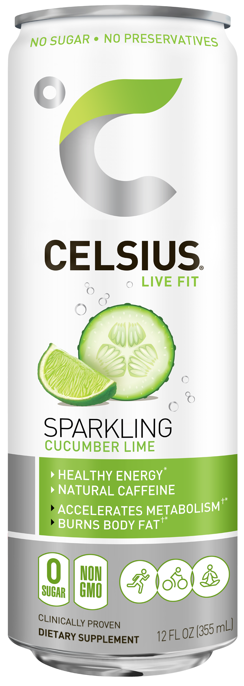 CELSIUS Sparkling Fitness Drink, Cucumber Lime, 12oz (Pack of 12)