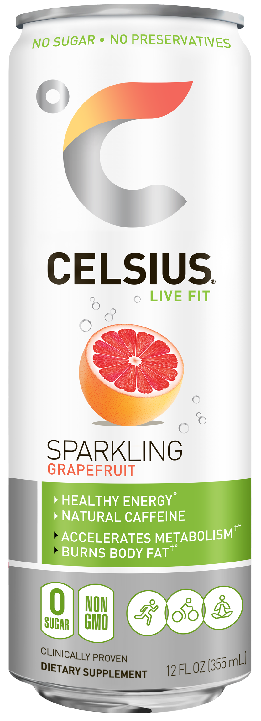 CELSIUS Sparkling Fitness Drink, Grapefruit, 12oz (Pack of 12)