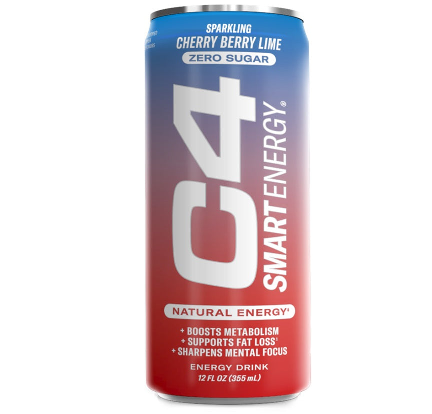 C4 Smart Energy Drink, Cherry Berry Lime, 12oz (Pack of 12)