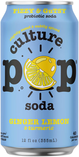 Culture Pop Sparkling Probiotic Soda, Ginger Lemon, 12oz - Multi Pack - Oasis Snacks