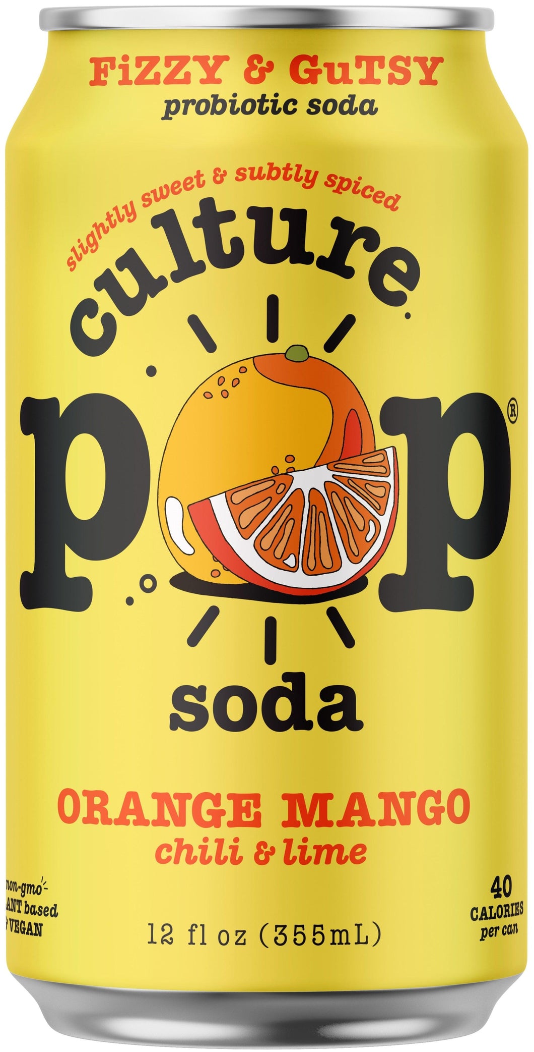 Culture Pop Sparkling Prebiotic Soda, Orange Mango, 12oz - Multi Pack - Oasis Snacks