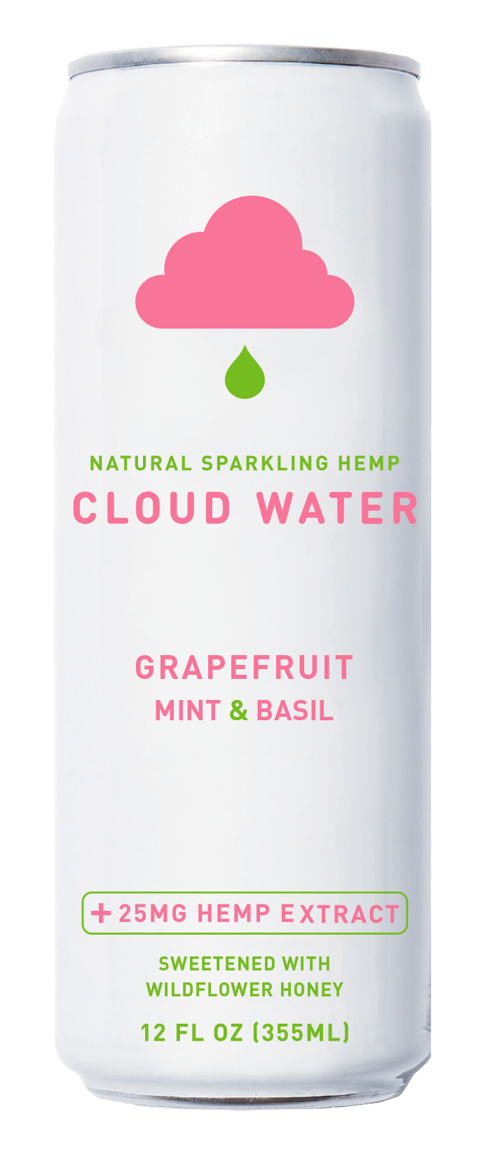 Cloud Water Flavored Sparkling Water, Grapefruit & Mint & Basil, 12oz (Pack of 12)