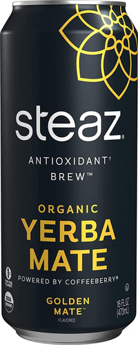 Steaz Organic Yerba Mate Tea, Golden Mate, 16oz (Pack of 12) - Oasis Snacks
