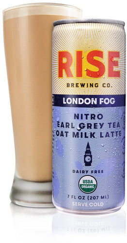 RISE Brewing Co. London Fog Earl Grey Tea Oat Milk Nitro Latte, 7 fl. oz. Cans (Pack of 12) - Oasis Snacks