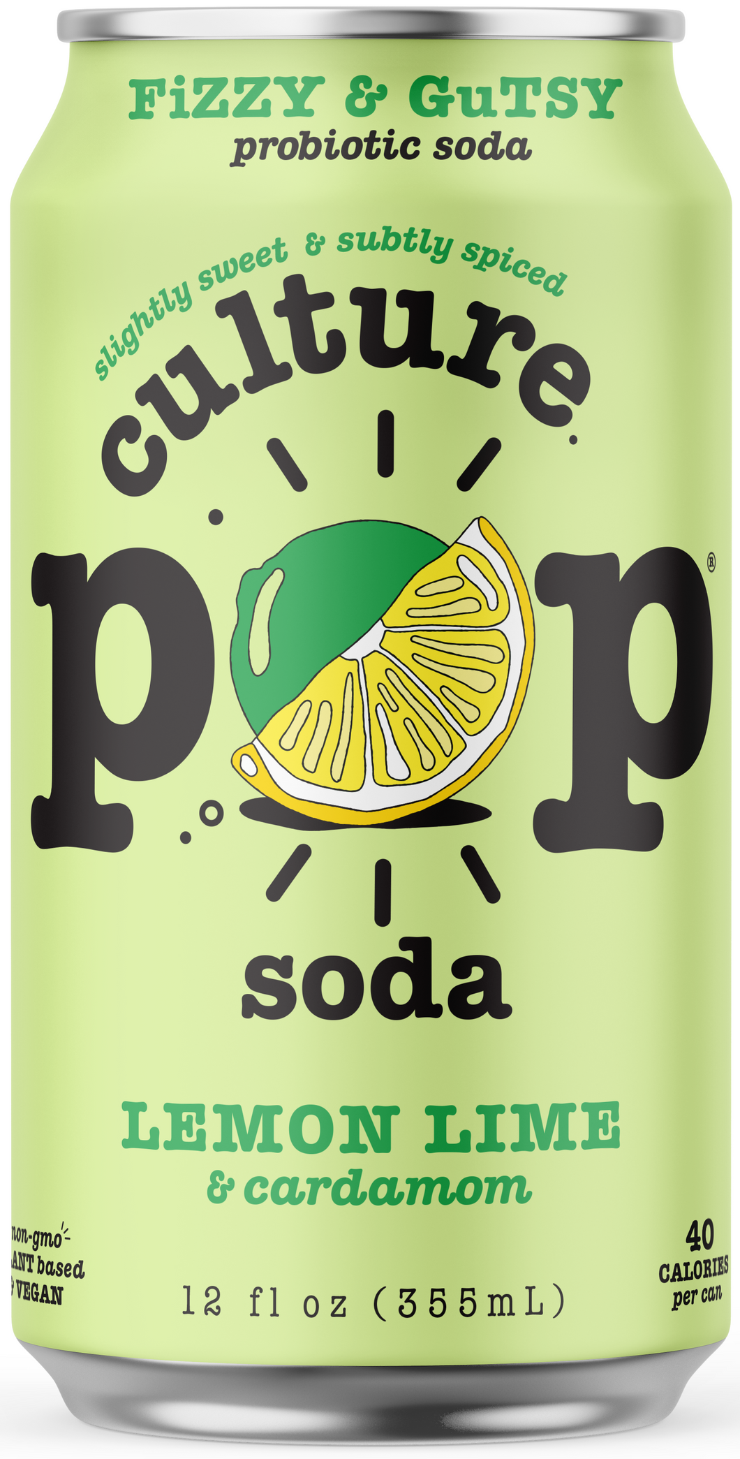 Culture Pop Sparkling Probiotic Soda, Lemon Lime, 12oz (Pack of 12)