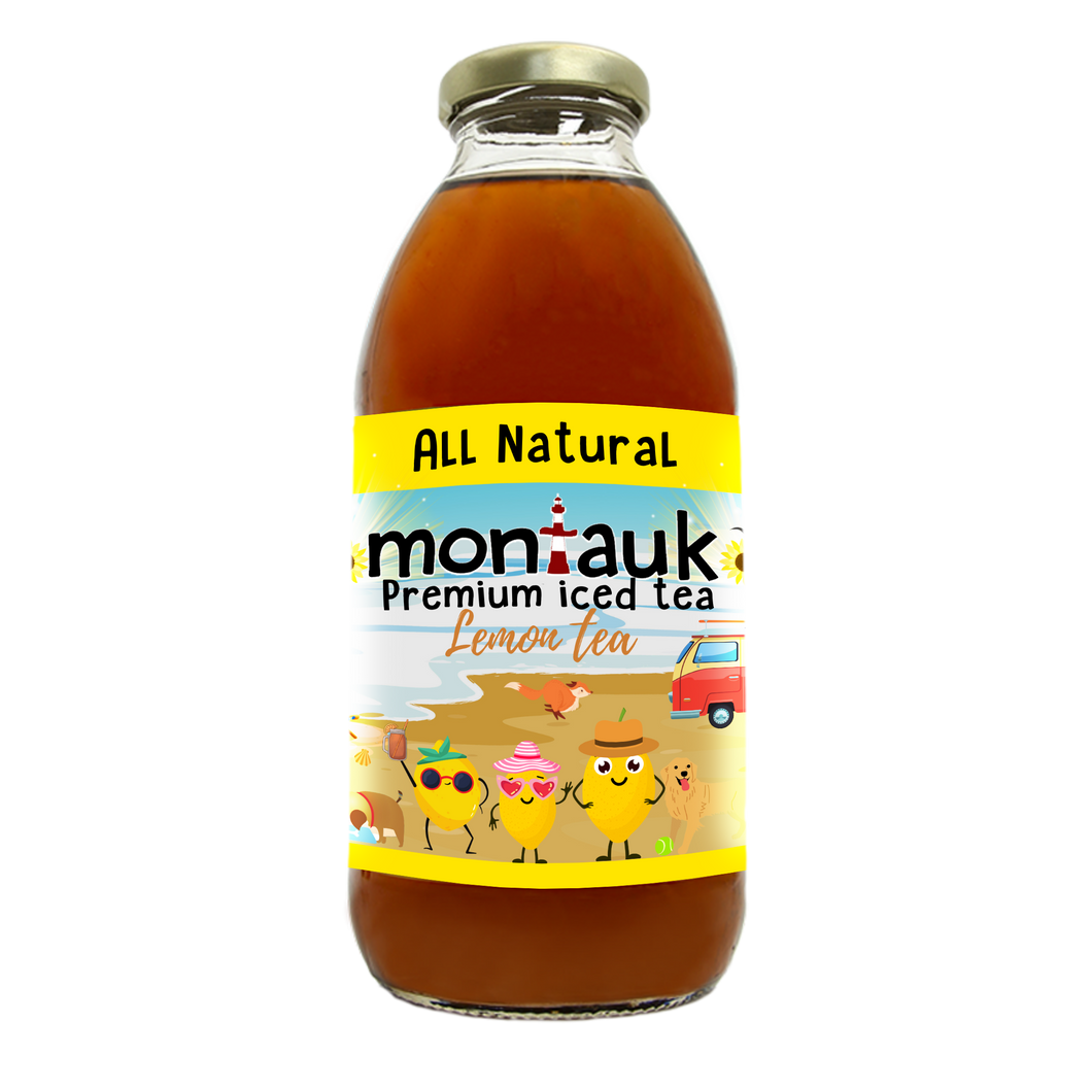 Montauk Premium Iced Tea, Lemon Tea, 16oz (Pack of 12)