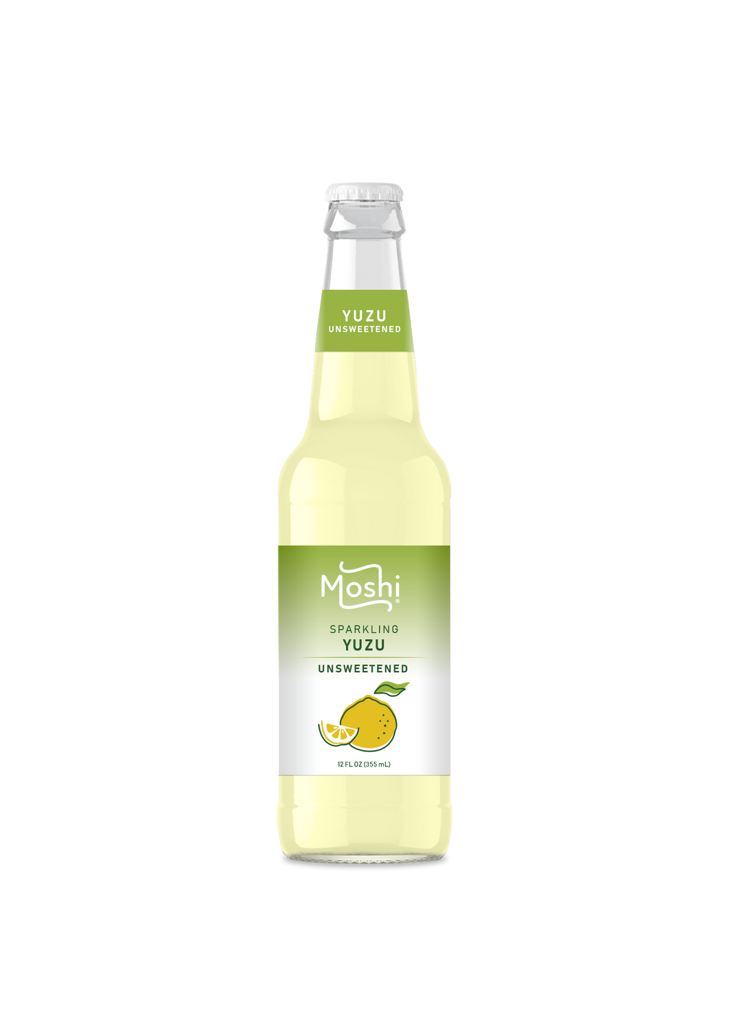 Moshi Yuzu Sparkling Drink, Unsweetened Sparkling Water, 12oz (Pack of 12)