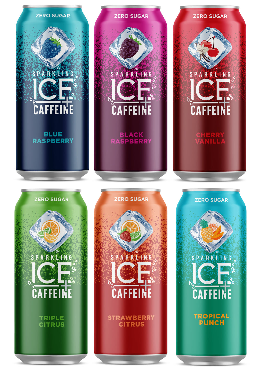 Sparkling ICE Naturally Flavored Sparkling Water + Caffeine, 6 Flavor Variety, 16oz Cans (Pack Of 12)