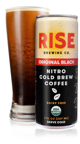 RISE Brewing Co. Nitro Cold Brew Coffee, Original Black, 7 fl. oz. Cans (Pack of 12) - Oasis Snacks