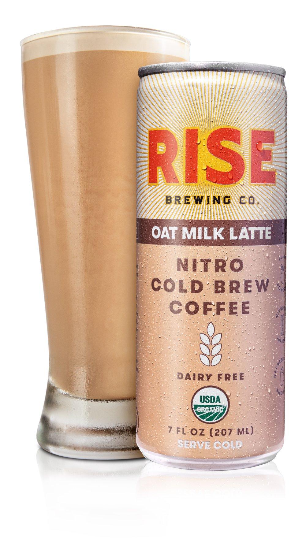 RISE Brewing Co. Nitro Cold Brew Coffee, Oat Milk Latte, 7 fl. oz. Cans (Pack of 12) - Oasis Snacks