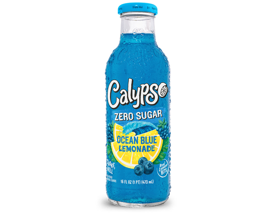 Calypso Lemonade Zero Sugar, Ocean Blue, 16oz (Pack of 12)