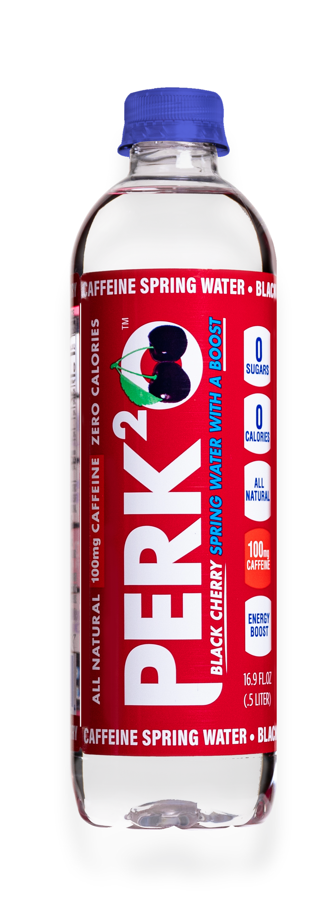 PERK 2o Caffeinated Water, Black Cherry, 16.9oz (Pack of 12)