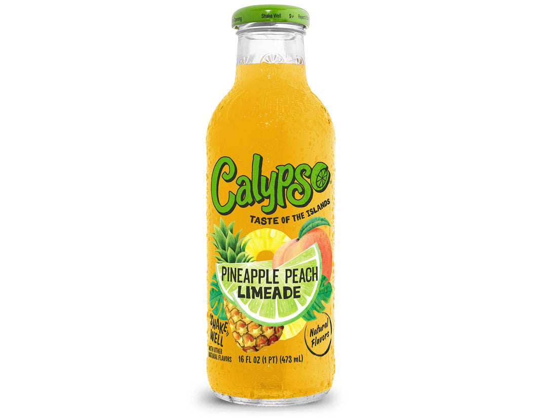 Calypso Limeade, Pineapple Peach, 16oz (Pack of 12)
