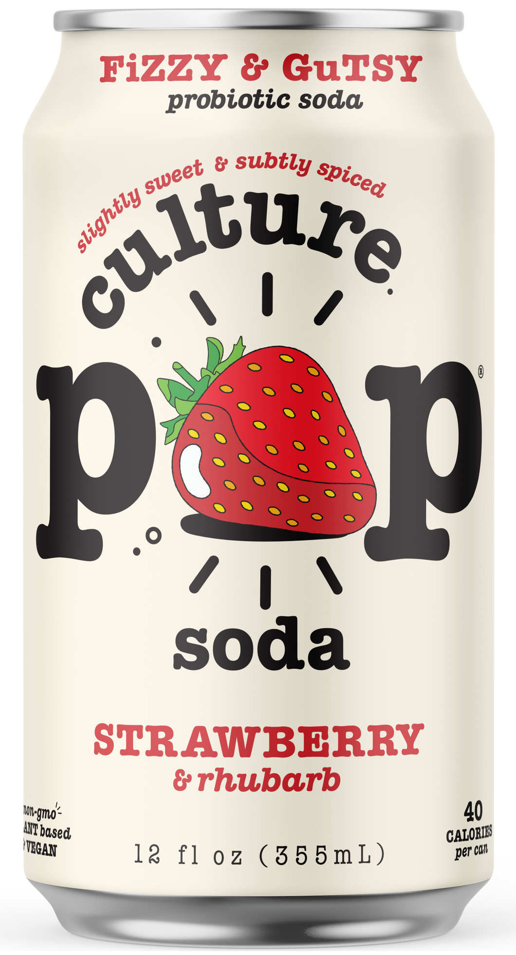 Culture Pop Sparkling Probiotic Soda, Strawberry, 12oz (Pack of 12)