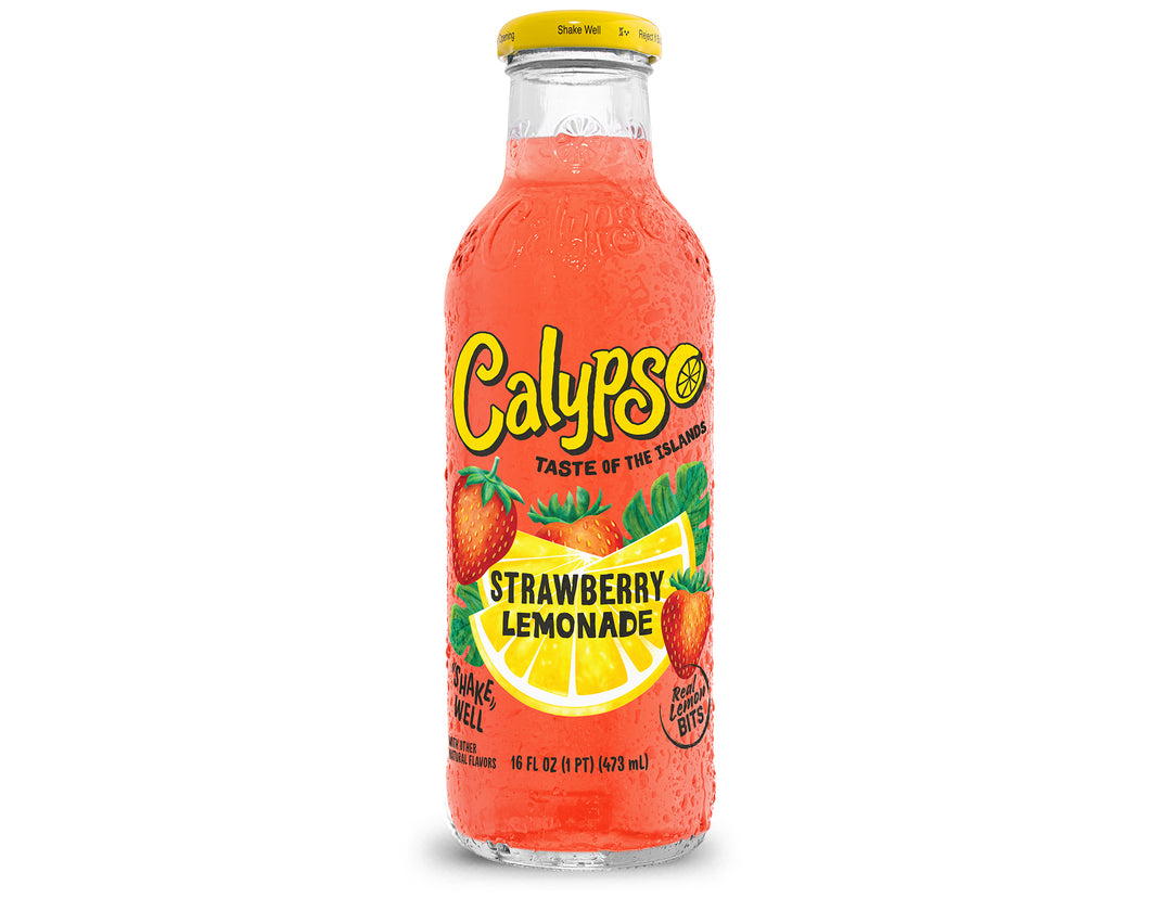 Calypso Lemonade, Strawberry, 16oz (Pack of 12)