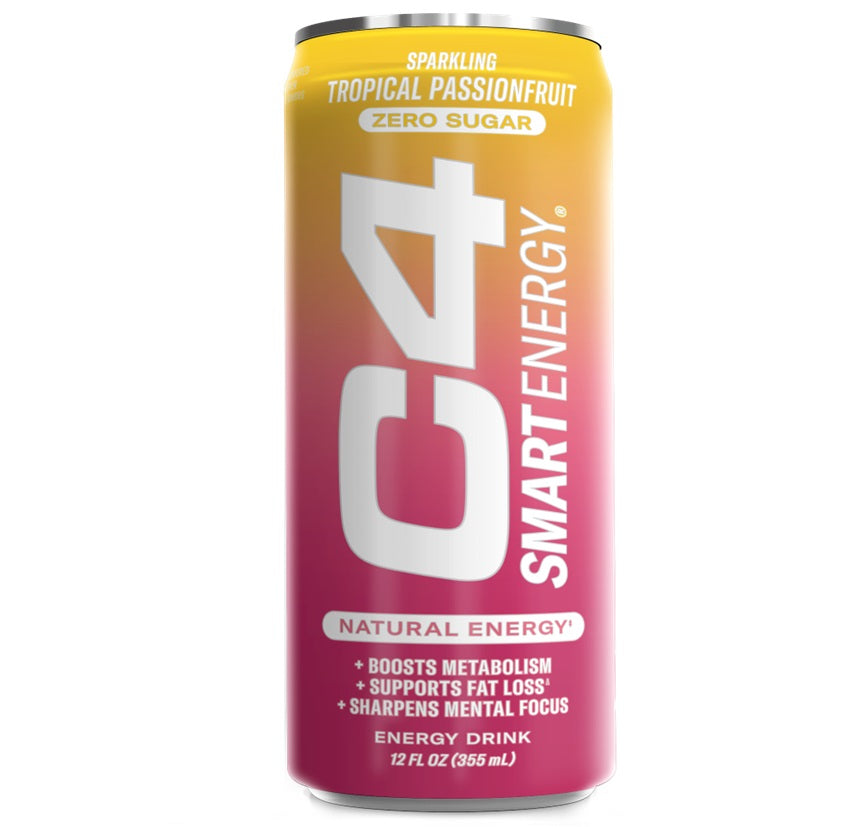 C4 Smart Energy Drink,Tropical Passionfruit, 12oz (Pack of 12)