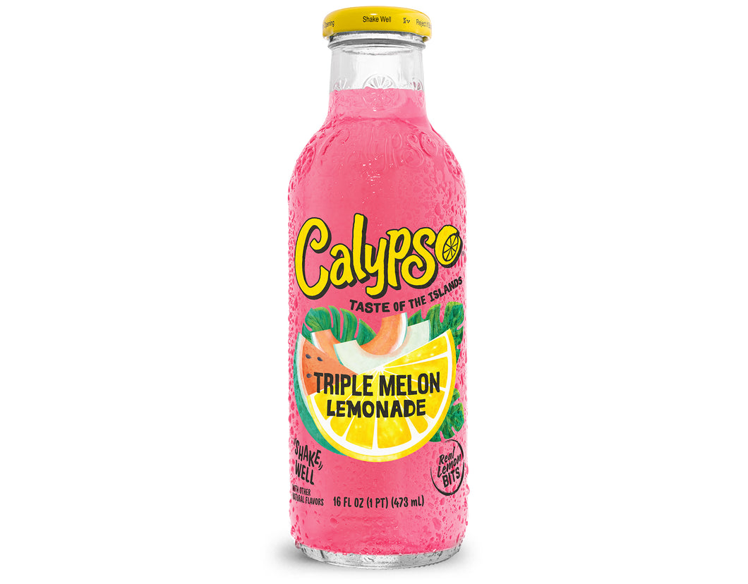 Calypso Lemonade, Triple Melon, 16oz (Pack of 12)