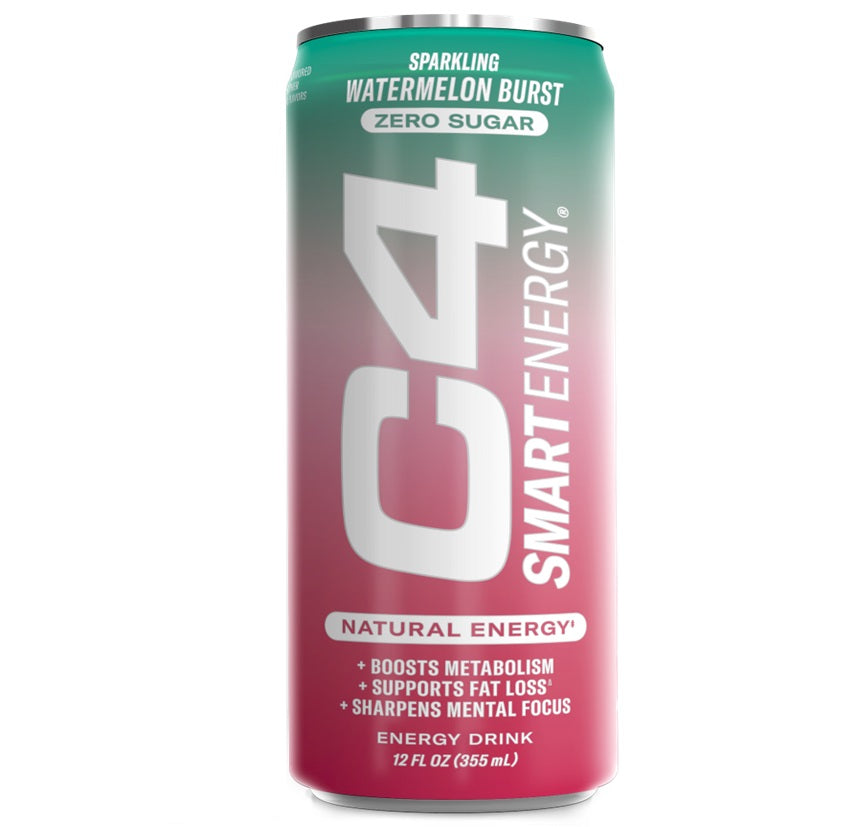 C4 Smart Energy Drink, Watermelon Burst, 12oz (Pack of 12)