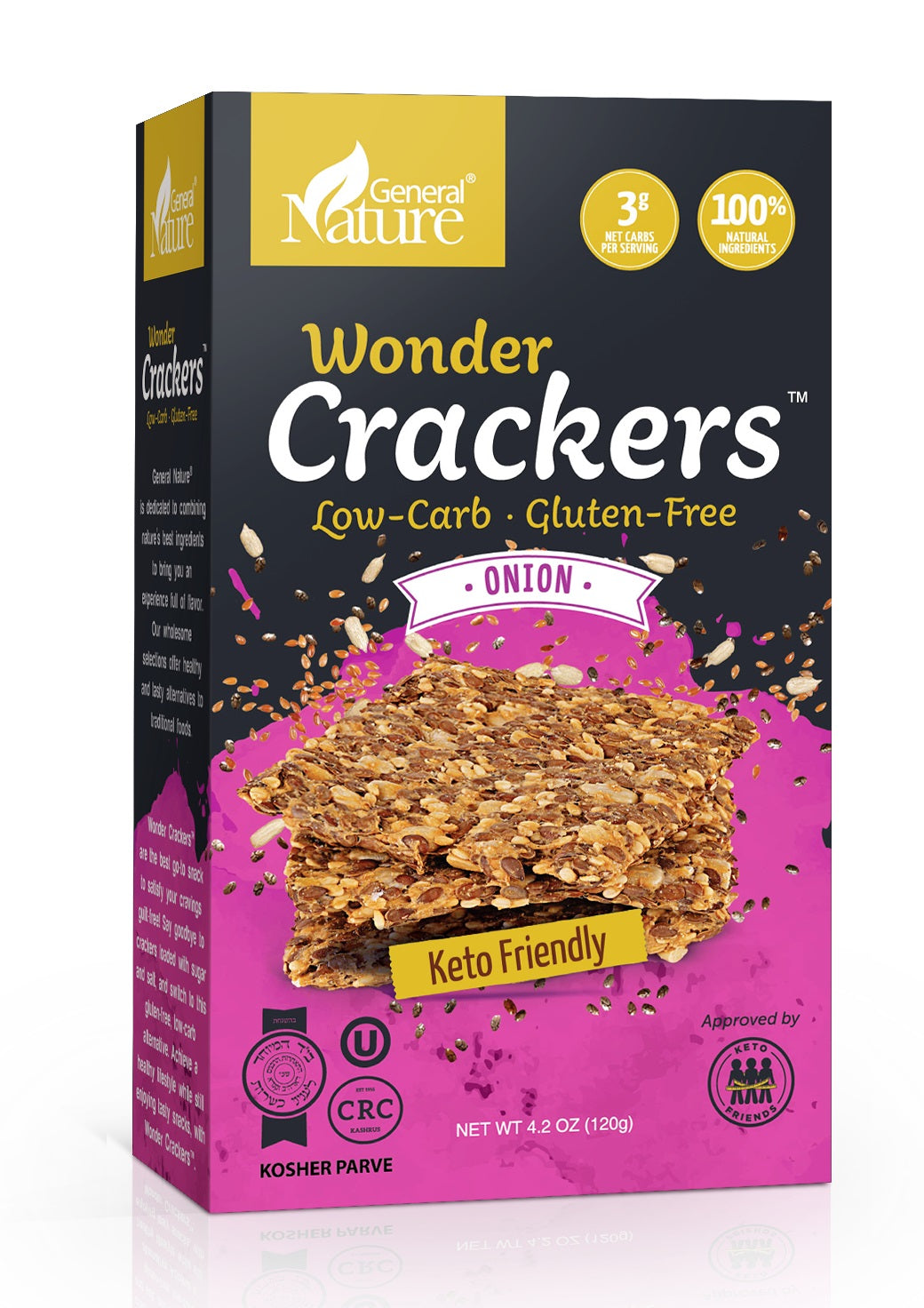 General Nature Low-Carb, Gluten-Free Wonder Crackers, Onion, 4.2oz - Multi-Pack