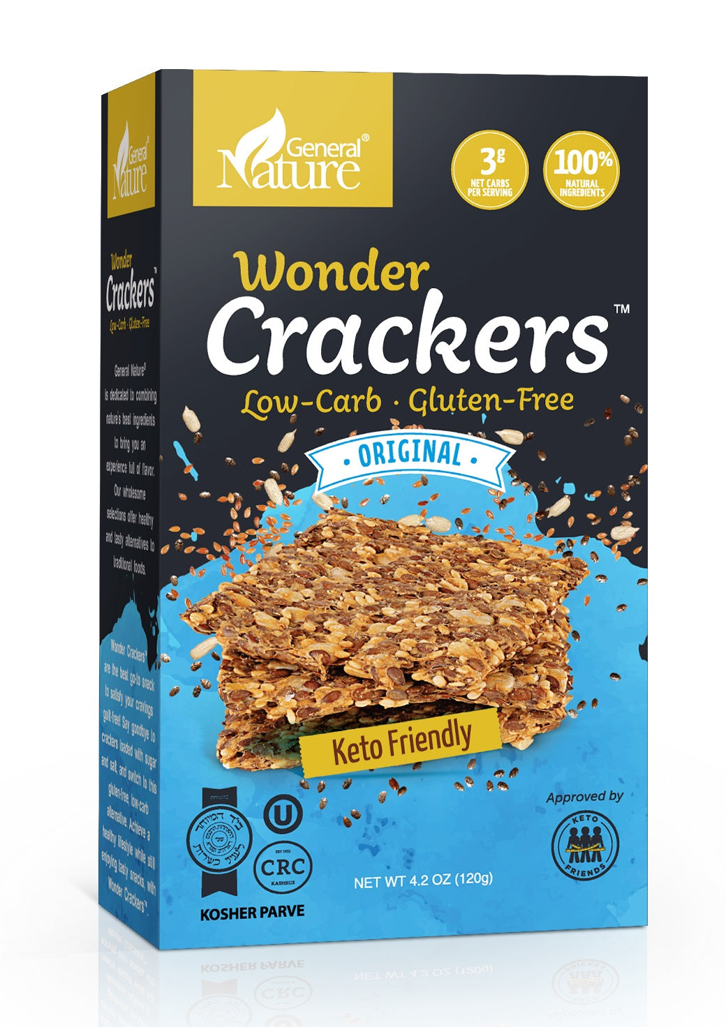 General Nature Low-Carb, Gluten-Free Wonder Crackers, Original, 4.2oz - Multi-Pack