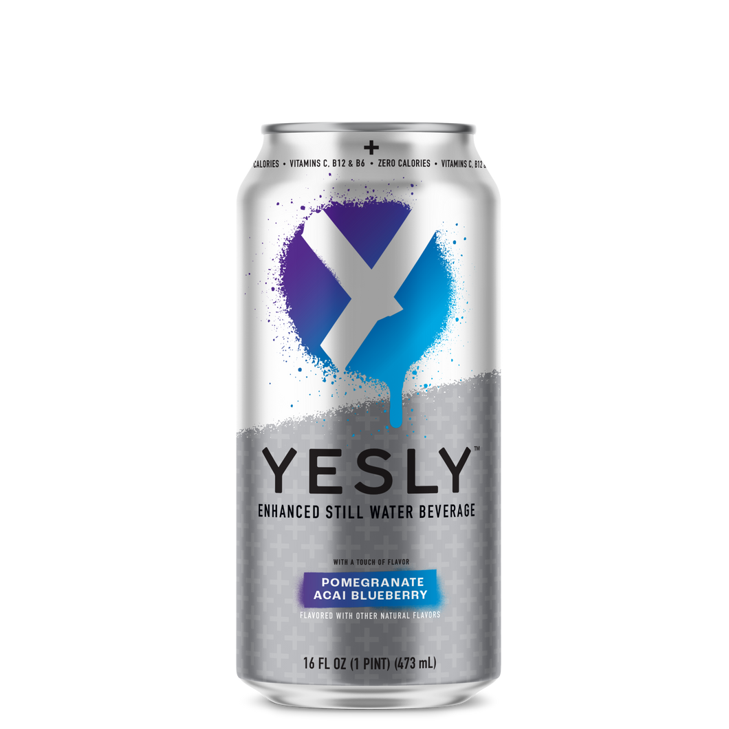 Yesly Enhanced Still Water, Pomegranate Acai Blueberry, 16oz (Pack of 12)