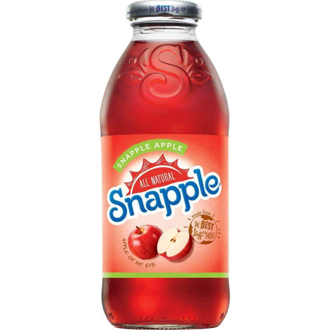 Snapple All Natural, Snapple Apple, 16 fl oz Glass Bottles - Pack of 6 - Oasis Snacks