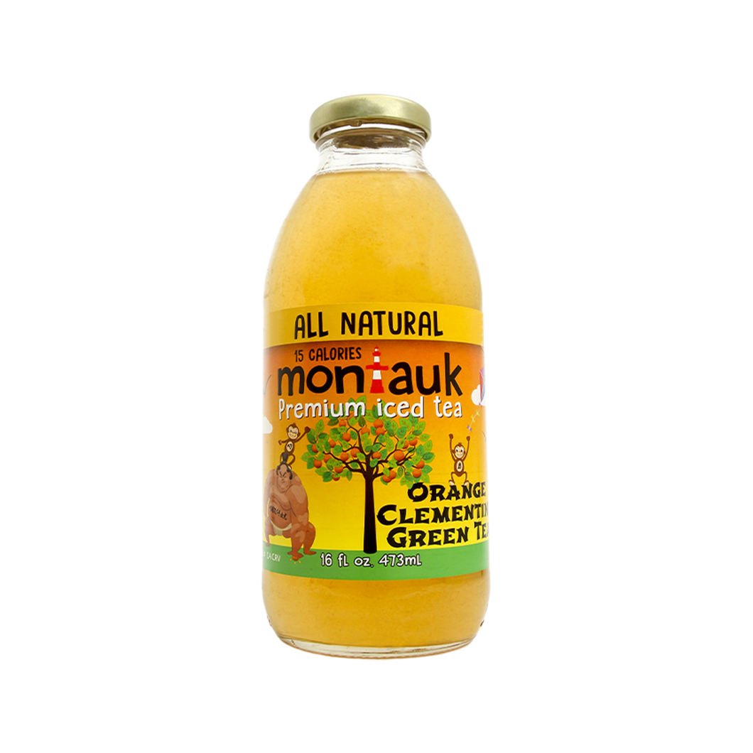 Montauk Premium Iced Tea, Orange Clementine Green Tea, 16oz (Pack of 12)