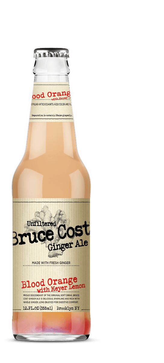 Bruce Cost Unfiltered Original Ginger Ale Blood Orange with Meyer Lemon 12 oz (Pack of 24) - Oasis Snacks