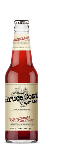 Bruce Cost Unfiltered Ginger Ale, Pomegranate with Hibiscus 12 oz (Pack of 24) - Oasis Snacks